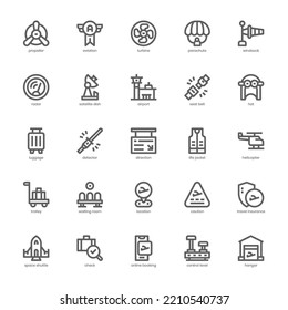 Aviation icon pack for your website, mobile, presentation, and logo design. Aviation icon outline design. Vector graphics illustration and editable stroke.