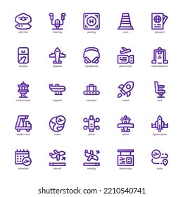 Aviation icon pack for your website, mobile, presentation, and logo design. Aviation icon basic line gradient design. Vector graphics illustration and editable stroke.