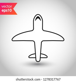 Aviation icon. Plane icon. Airplane sign. Flight transport plane symbol. Reactive plane line icon. Airport airplane outline vector sign. EPS 10 aircraft flat pictogram design