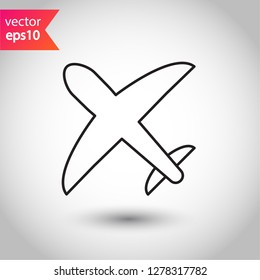 Aviation icon. Plane icon. Airplane sign. Flight transport plane symbol. Reactive plane line icon. Airport airplane outline vector sign. EPS 10 aircraft flat pictogram design