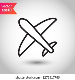 Aviation icon. Plane icon. Airplane sign. Flight transport plane symbol. Reactive plane line icon. Airport airplane outline vector sign. EPS 10 aircraft flat pictogram design