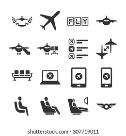 Aviation icon series 6. Included the icons as airplane, airport, seat, app, flight, awards and more.