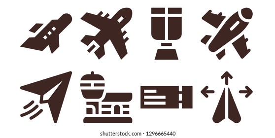  aviation icon set. 8 filled aviation icons. Simple modern icons about  - Paper plane, Aeroplane, Airport, Plane, Plane ticket, Oxygen mask