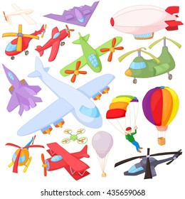 Aviation Icon Set, cartoon style