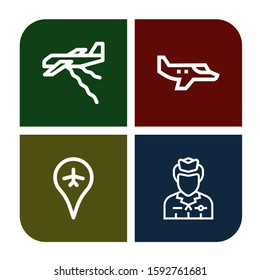 aviation icon set. Collection of Plane, Small plane, Airport, Flight attendant icons