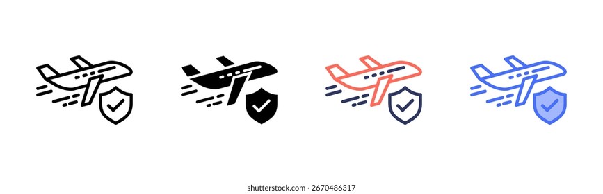 Aviation icon set multiple style collection