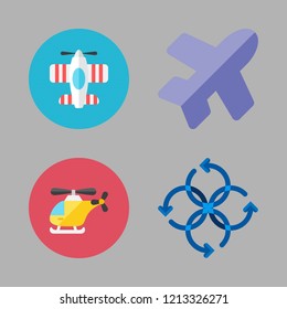 aviation icon set. vector set about helicopter, flight, airplane and airscrew icons set.