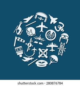aviation icons in circle