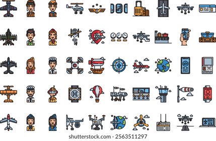 Aviation icons High-Quality Vector Icons Collection with Editable Stroke. Ideal for Professional and Creative Projects.