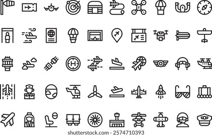 Aviation icons High-Quality Vector Icons Collection with Editable Stroke. Ideal for Professional and Creative Projects