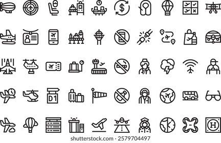 Aviation icons High-Quality Vector Icons Collection with Editable Stroke. Ideal for Professional and Creative Projects