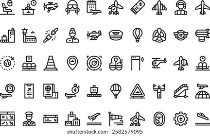 Aviation icons High-Quality Vector Icons Collection with Editable Stroke. Ideal for Professional and Creative Projects