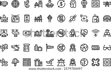 Aviation icons High-Quality Vector Icons Collection with Editable Stroke. Ideal for Professional and Creative Projects