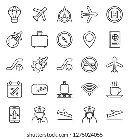 Aviation Icons Pack Isolated Aviation Symbols Stock Vector (Royalty ...