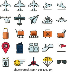 Aviation icons pack. Isolated aviation symbols collection. Graphic icons element