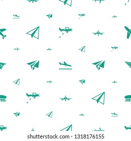 aviation icons pattern seamless white background. Included editable filled military plane, plane landing, plane, paper airplane, paper icons. aviation icons for web and mobile.