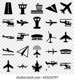 Aviation icons set. set of 25 aviation filled icons such as plane, airport tower, runway, plane landing, helicopter, airport, paper airplane