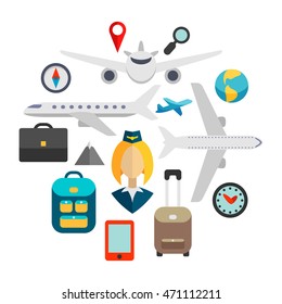 aviation icons set