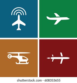 Aviation icons set. set of 4 aviation filled icons such as plane