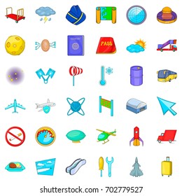 Aviation icons set. Cartoon style of 36 aviation vector icons for web isolated on white background