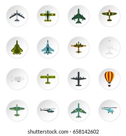 Aviation icons set. Flat illustration of 16 aviation vector icons set illustration