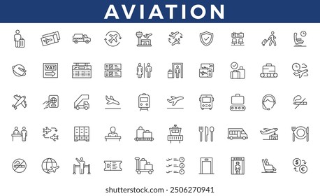 Aviation icons set. Plane icon set. Airplane icon vector. Flight transport symbol illustration