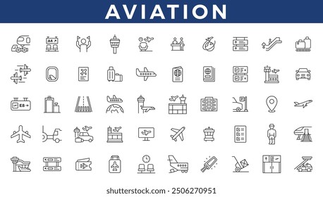 Aviation icons set. Plane icon set. Airplane icon vector. Flight transport symbol illustration