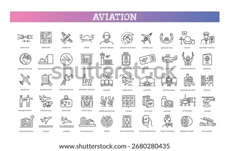 Aviation icons set. Plane icon set. Airplane icon vector. Flight transport