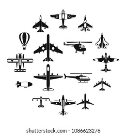 Aviation icons set. Simple illustration of 16 aviation vector icons for web