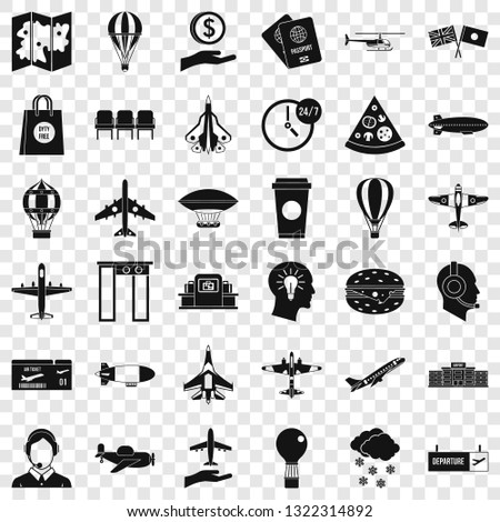 Aviation icons set. Simple style of 36 aviation vector icons for web for any design