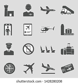 Aviation Icons. Sticker Design. Vector Illustration.