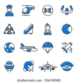 Aviation icons vector set