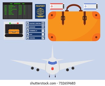 Aviation icons vector set airline graphic airplane airport transportation fly travel symbol illustration