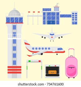 Aviation icons vector set airline graphic airplane airport transportation fly travel symbol illustration