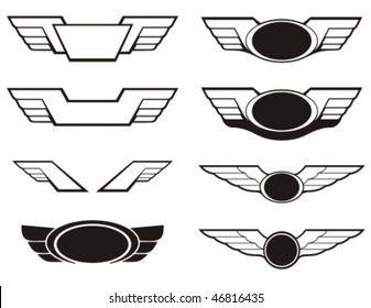 Aviation insignia wing set. Vector graphic elements.