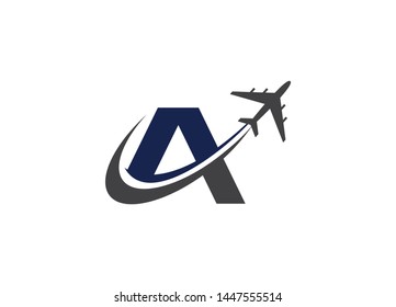 Aviation Letter A Logo, Aviation Logo, Flying Symbol. Flight Icon