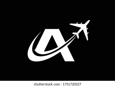 Aviation Letter A Logo, Aviation logo, Flying symbol. Flight icon