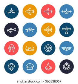 Aviation line icon set