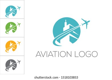 Aviation logo. Airplane icon vector illustration design Logo Template.