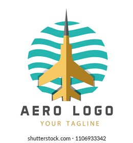 Aviation logo design with blue sea background