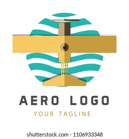 Aviation logo design with blue sea background