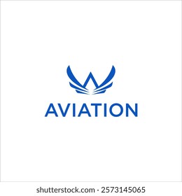 aviation logo design, letter A aerial wing design vector template