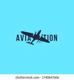 Aviation logo design template with a plane for a light background. Vector illustration.