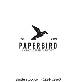 Aviation logo design with using icon of origami bird template