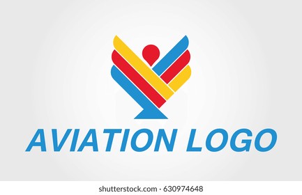 Aviation logo. eagle, falcon, bird or wing design