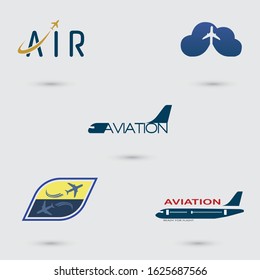 Aviation logo set, logo for tour and travel agency, flight, logo bundle