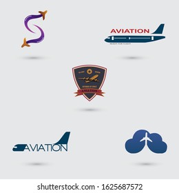 Aviation logo set, logo for tour and travel agency, flight, logo bundle