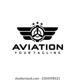 aviation logo symbol with star vector illustration