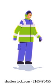 aviation marshaller supervisor in uniform near aircraft air traffic controller airline worker in signal vest professional airport staff