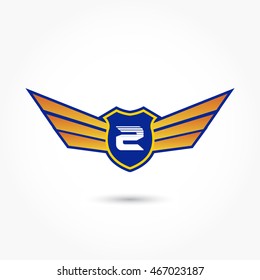 aviation number logo with gradient wings